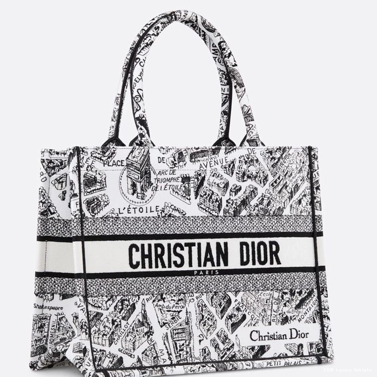 Cheap Plan Motif White Canvas de Book Dior Paris Tote 0807 Luxury